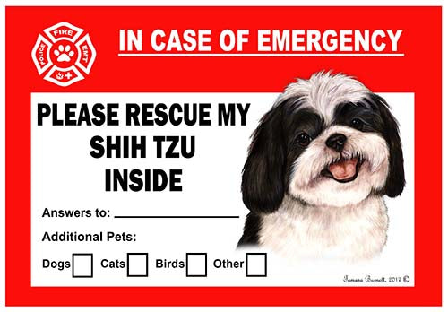 Shih Tzu Black and White Emergency Cling