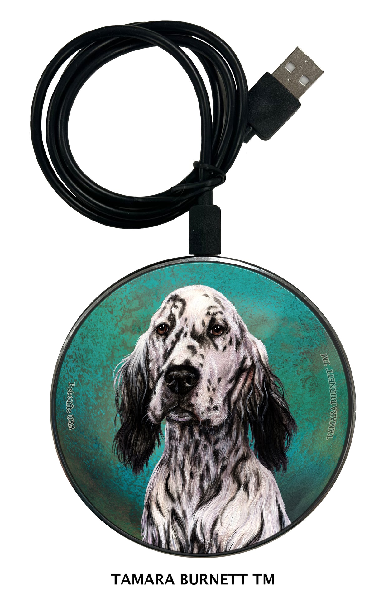 English Setter Black and White Zoomies Wireless Charger