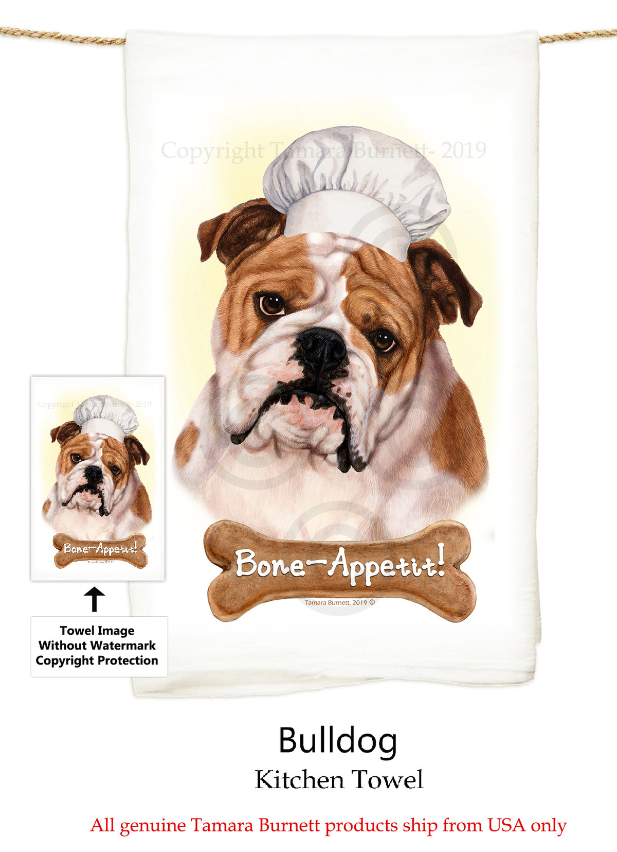 English Bulldog Flour Sack Towel