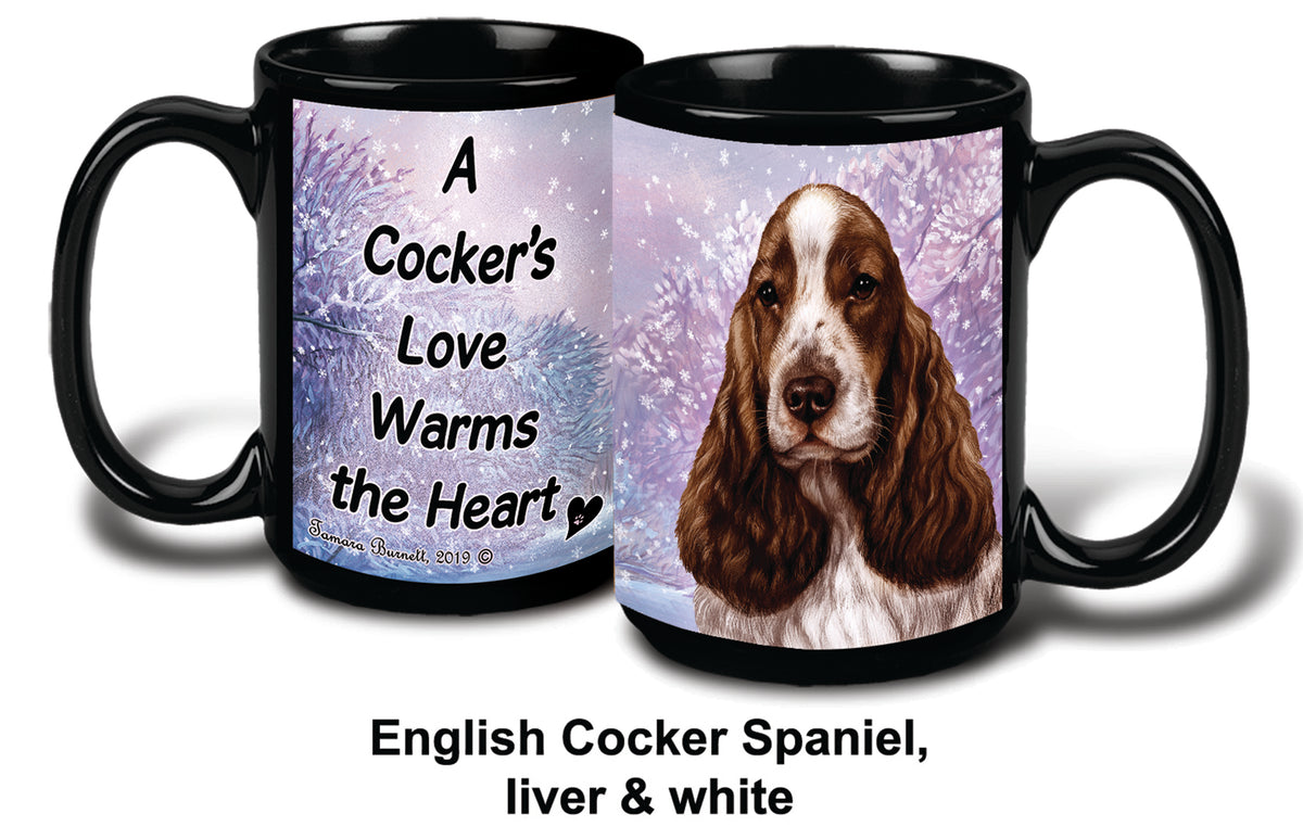 Eng. Cocker Spaniel Liv/Wht Winter Mug 15 oz