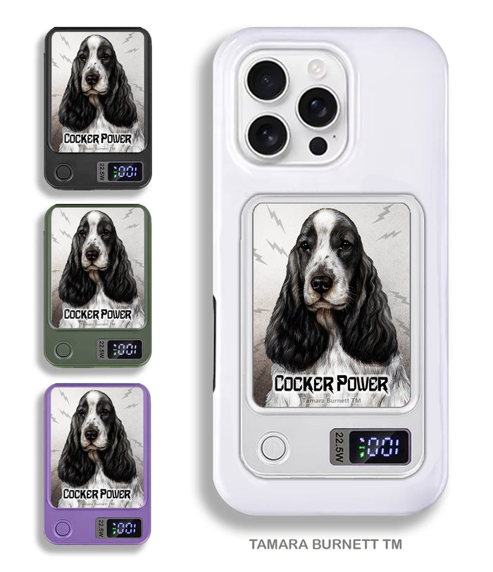 English Cocker Spaniel Black and White Phone Bank Wireless Charger