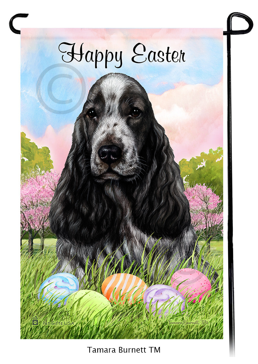 English Cocker Spaniel Happy Easter - Garden Flag