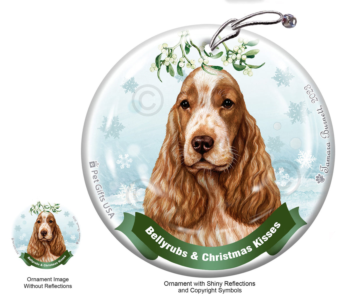 English Cocker Spaniel Orange Roan Ornament