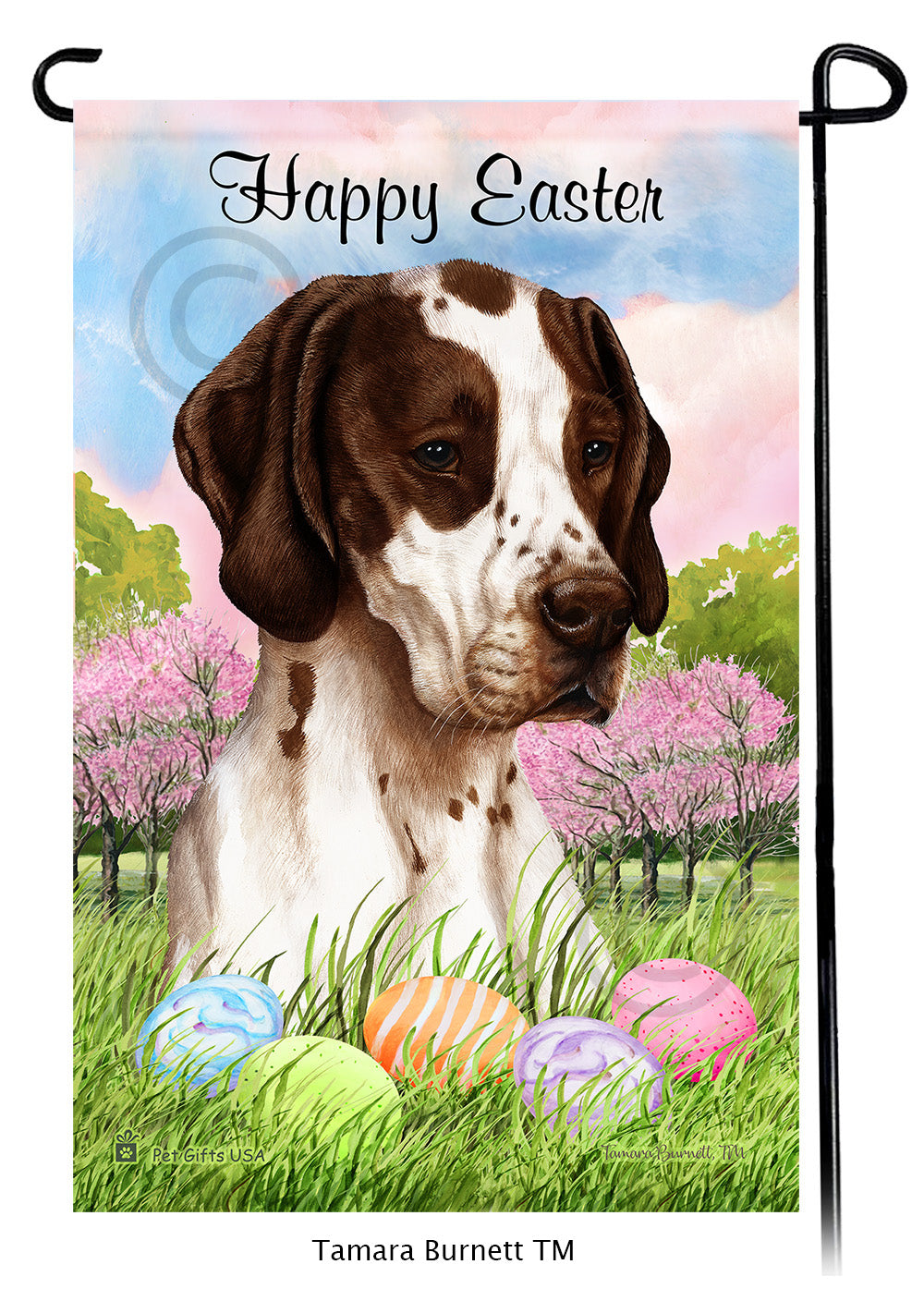 English Pointer Happy Easter - Garden Flag