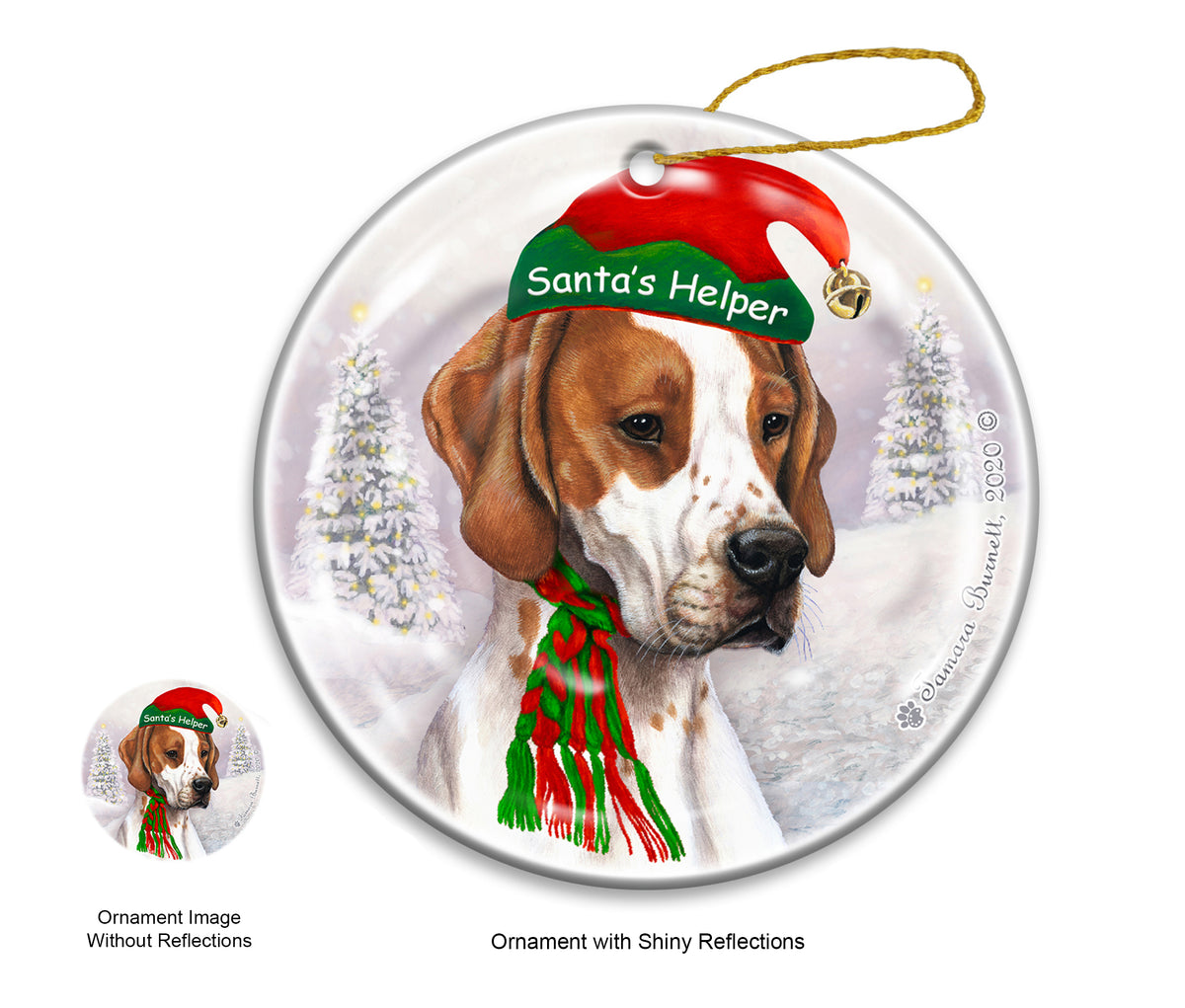 English Pointer Red and White Ornament