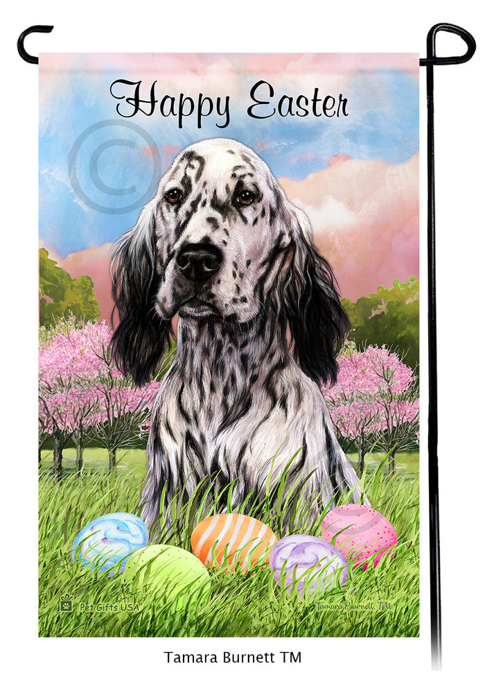 English Setter Happy Easter Garden Flags