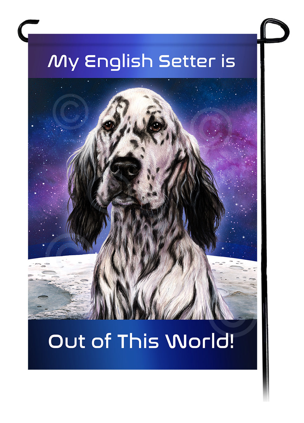 English Setter Out Of This World Garden Flags
