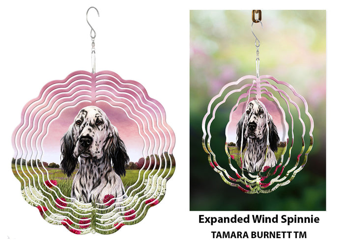 English Setter Black and White Wind Spinner