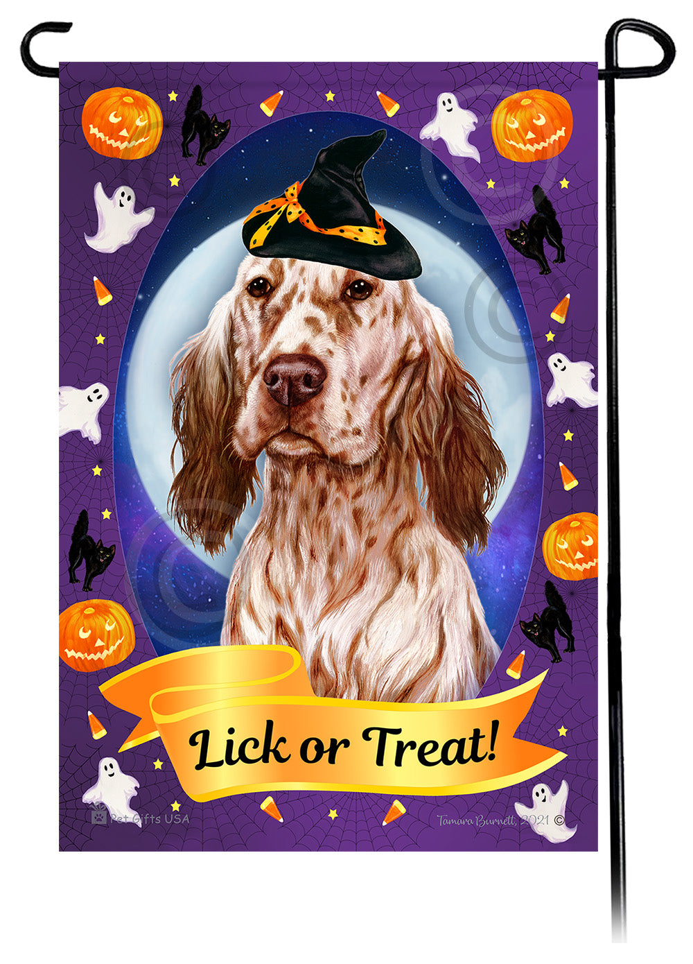 English Setter Halloween Howls - Garden Flag