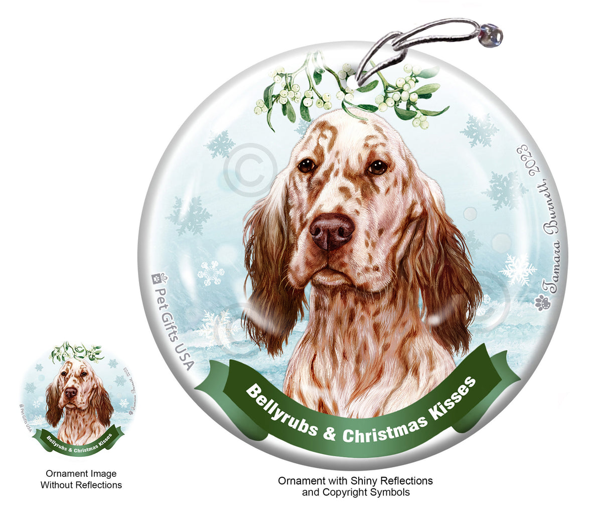 English Setter Orange Belton Ornament