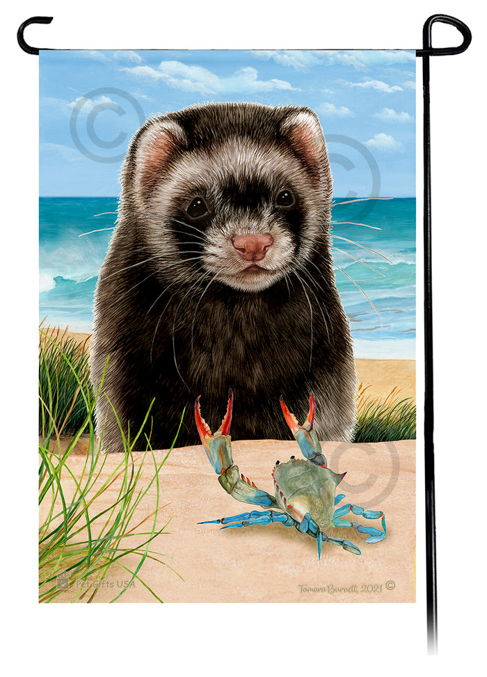 Black Sable Mitt Ferret Summer Flowers Garden Flag