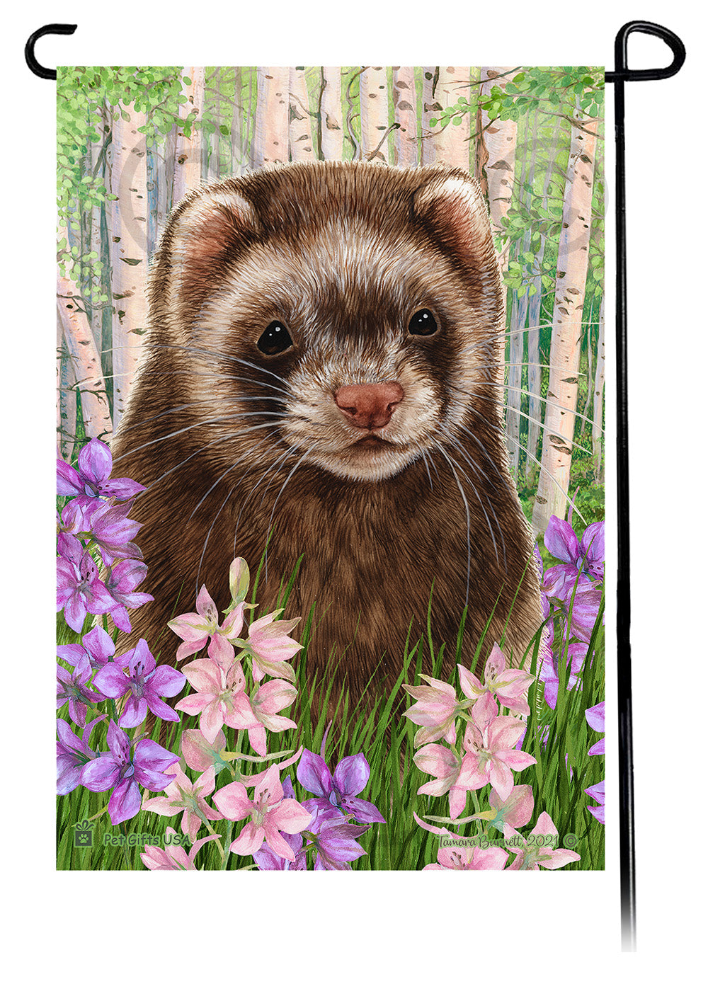 Silver Sable Ferret Spring Flowers Garden Flags