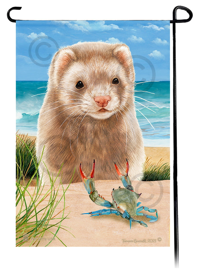 Cinnamon Ferret Summer Flowers Garden Flag