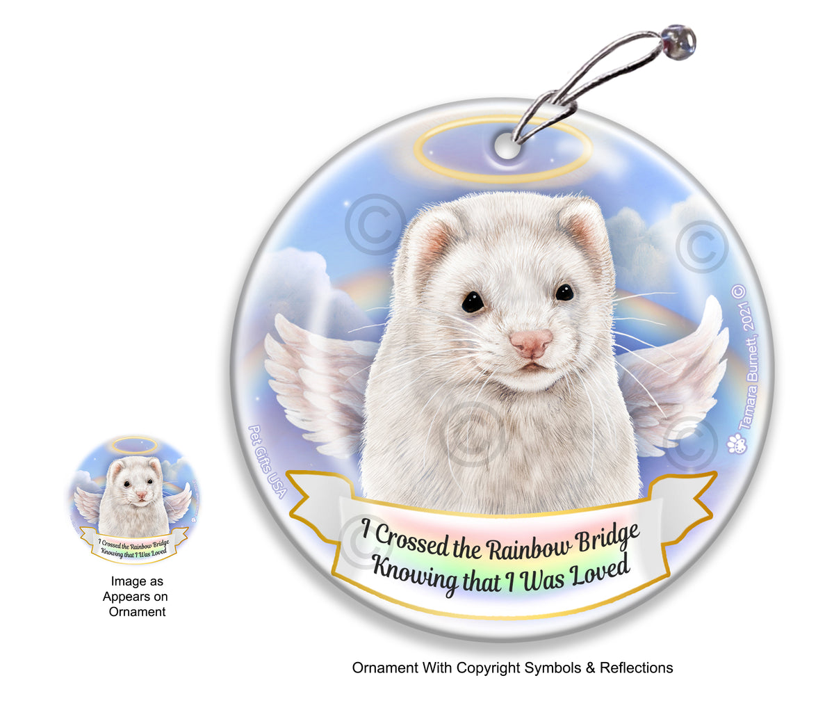 Ferret Dark Eyed White Ornament