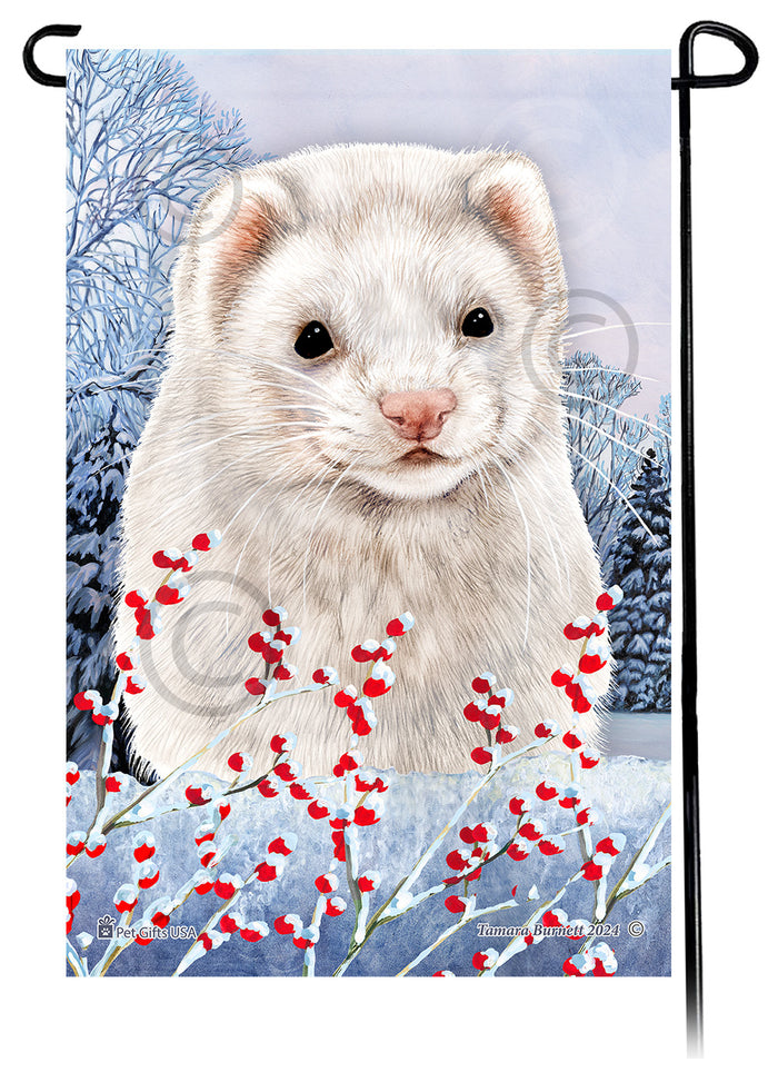 Dark Eyed White Ferret Winterberries Garden Flags