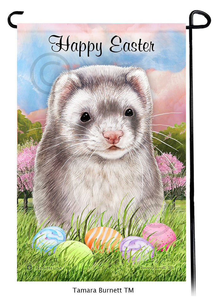 Silver Sable Ferret Happy Easter Garden Flags