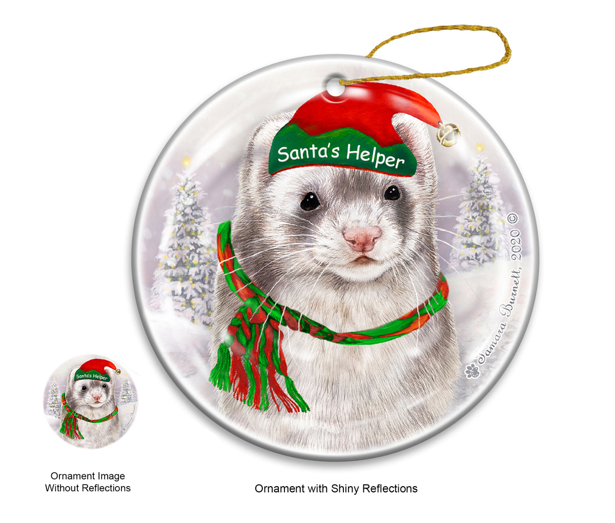 Ferret Silver Ornament