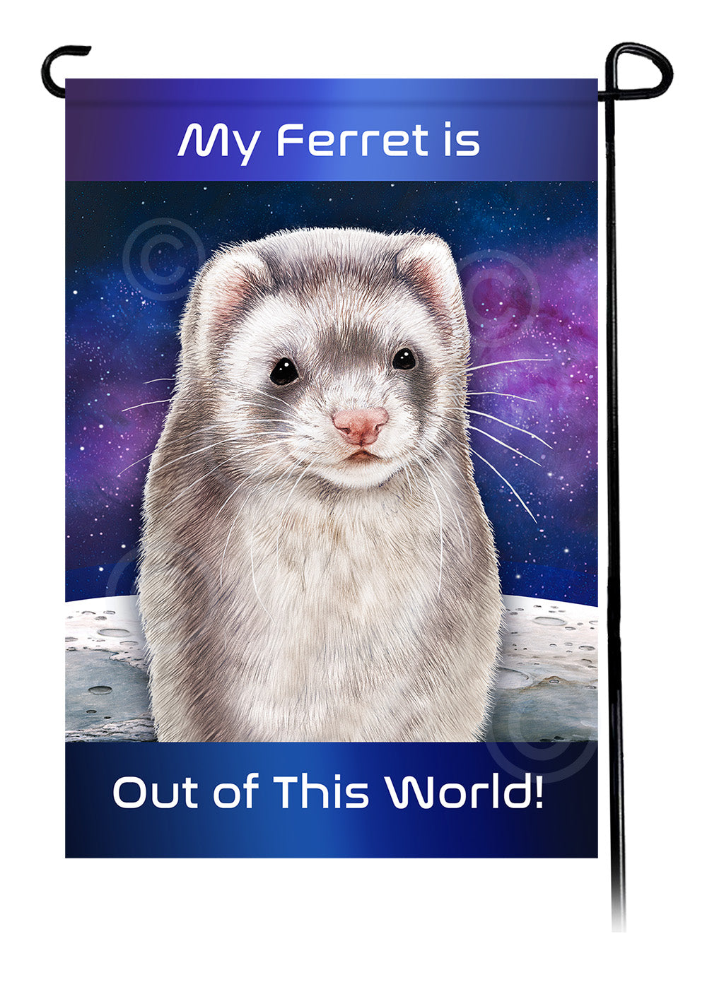 Black Sable Mitt Ferret Out Of This World - Garden Flag