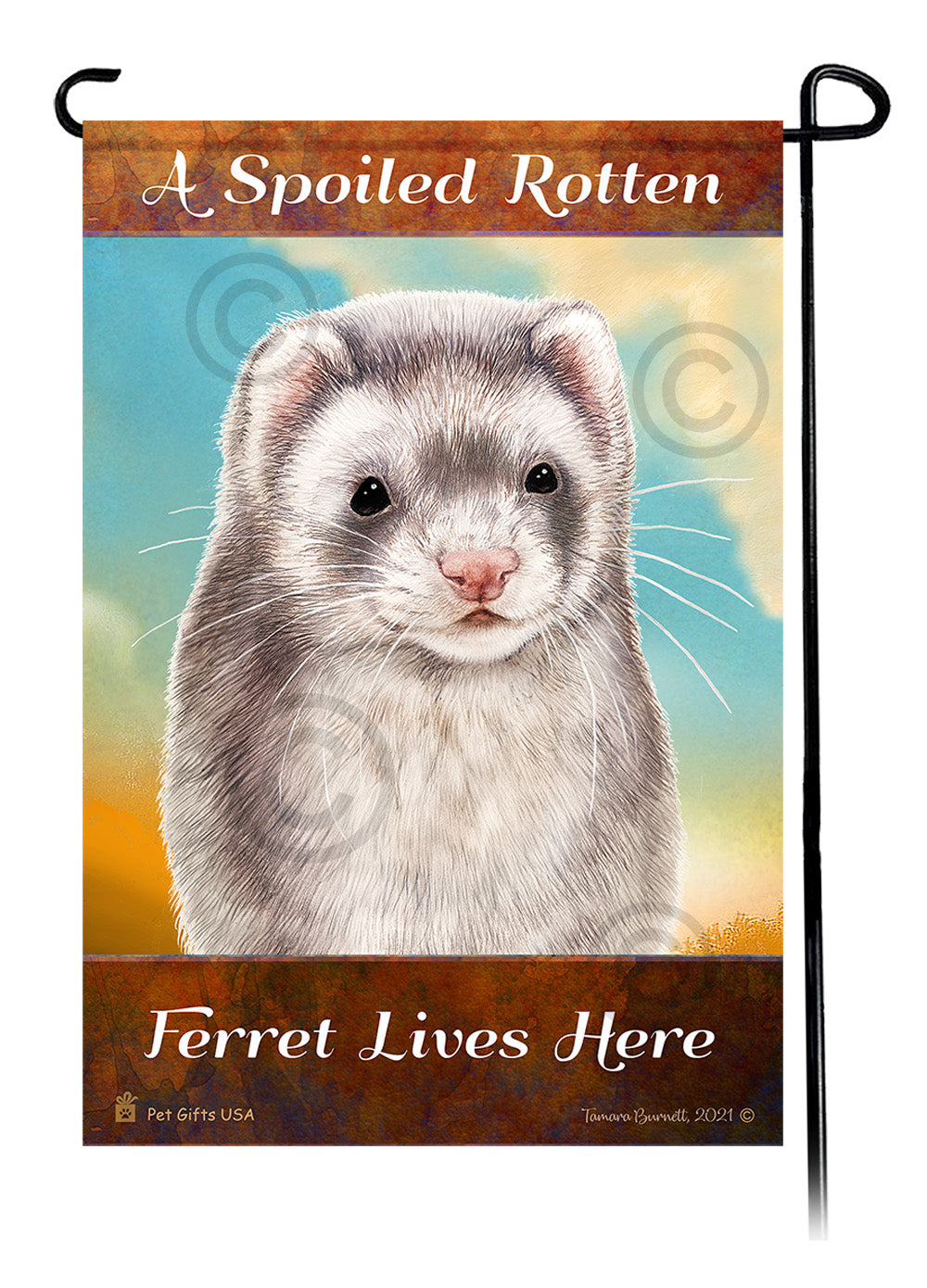 Black Sable Mitt Ferret Spoiled Rotten - Garden Flag