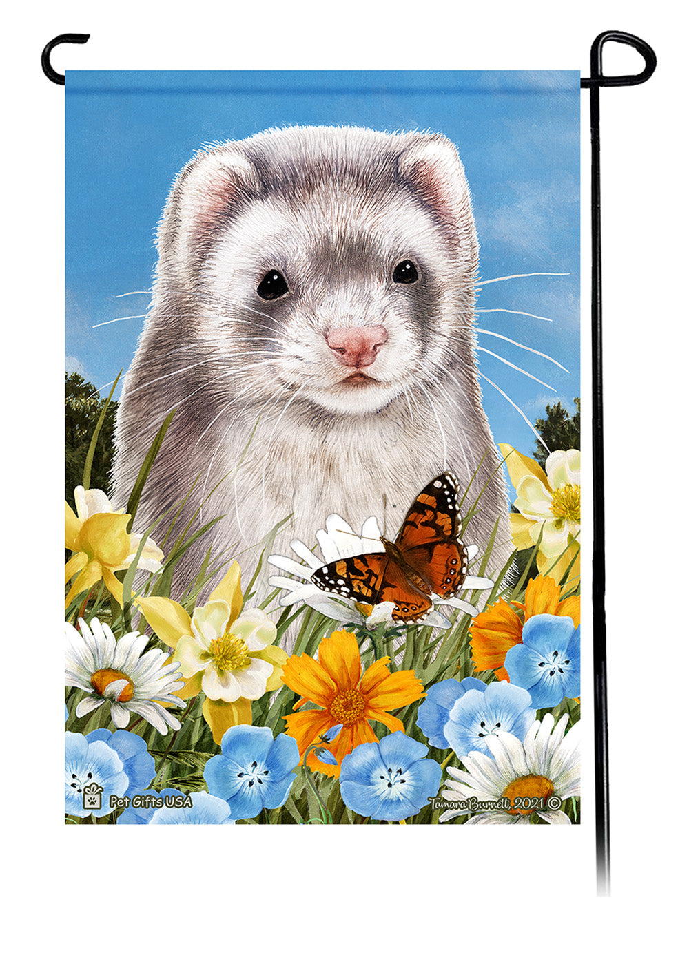 Silver Sable Ferret Summer Flowers Garden Flags