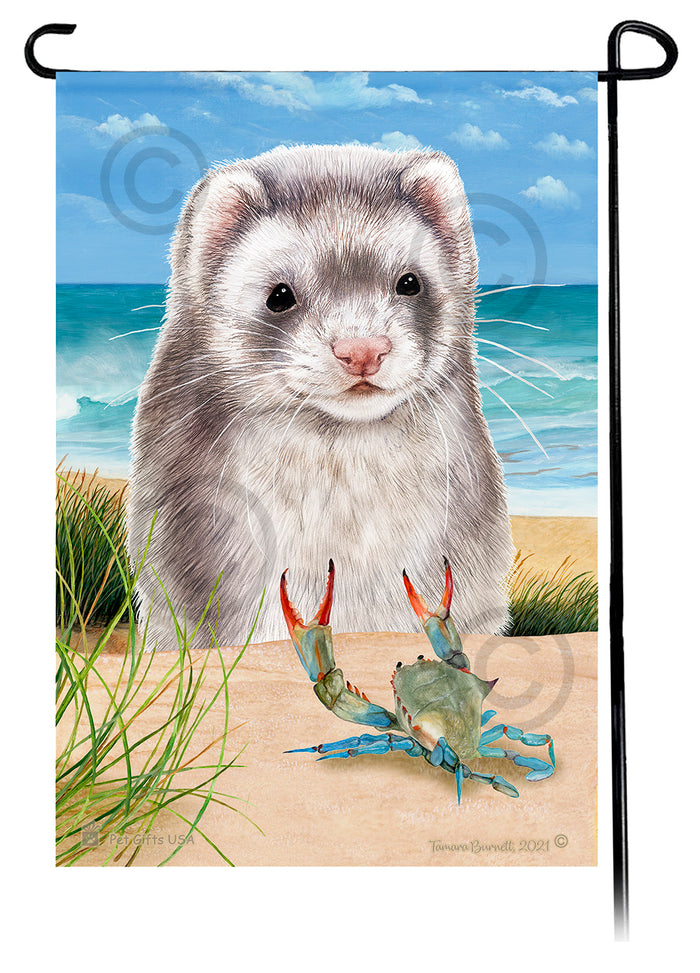 Silver Sable Ferret Summer Flowers Garden Flag