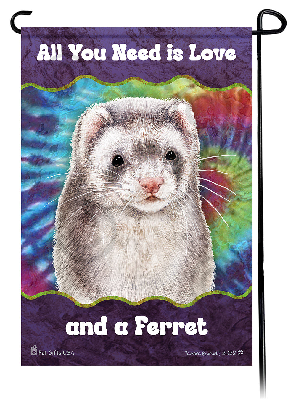 Silver Sable Ferret All You Need Is Love Garden Flags