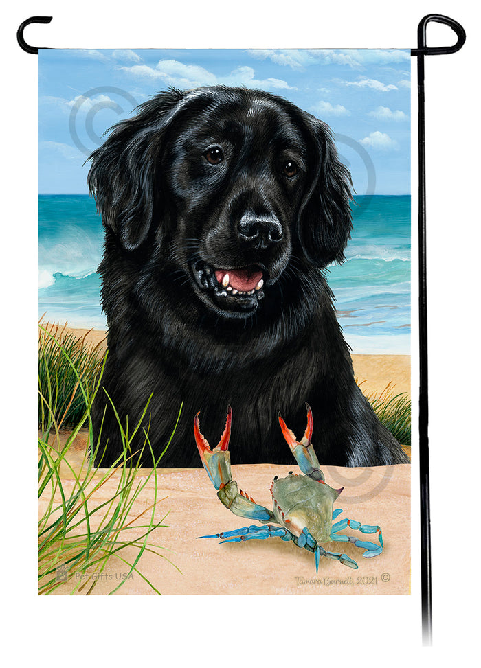 Flat Coated Retriever Summer Flowers Garden Flag