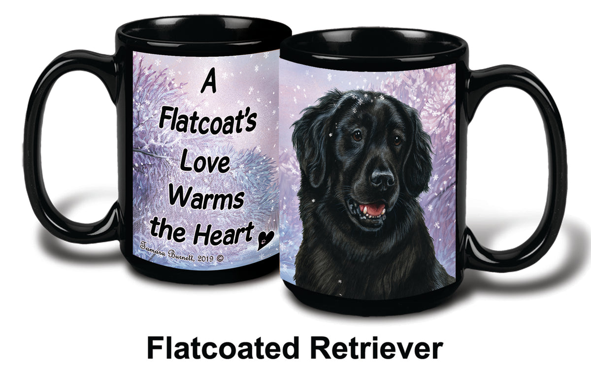 Flat Coated Retriever Black Winter Mug 15 oz