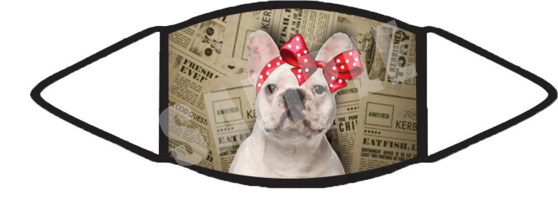 Frenchie White (Brown) Face Mask