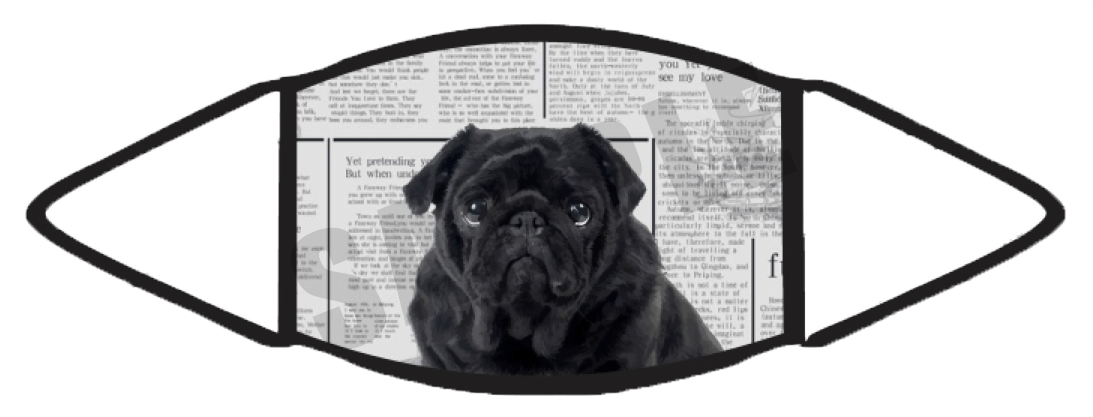 Pug Black (Newspaper) Face Mask