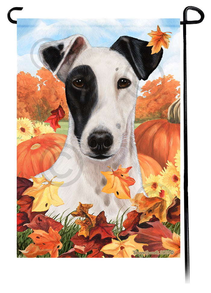 Fox Terrier Falling Leaves Garden Flags