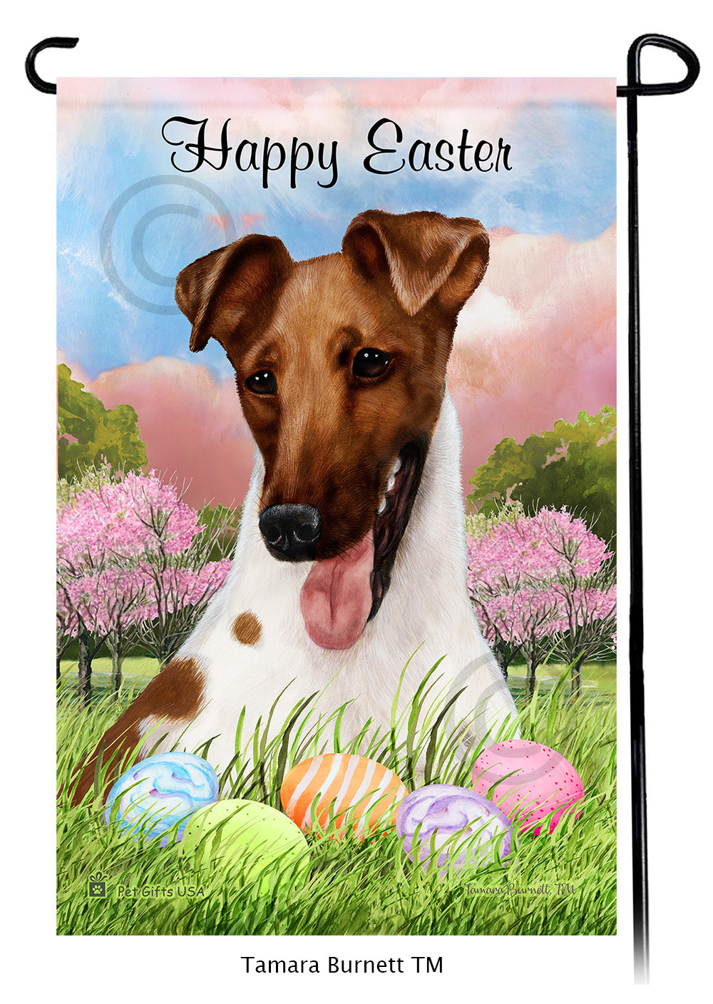 Fox Terrier Happy Easter - Garden Flag