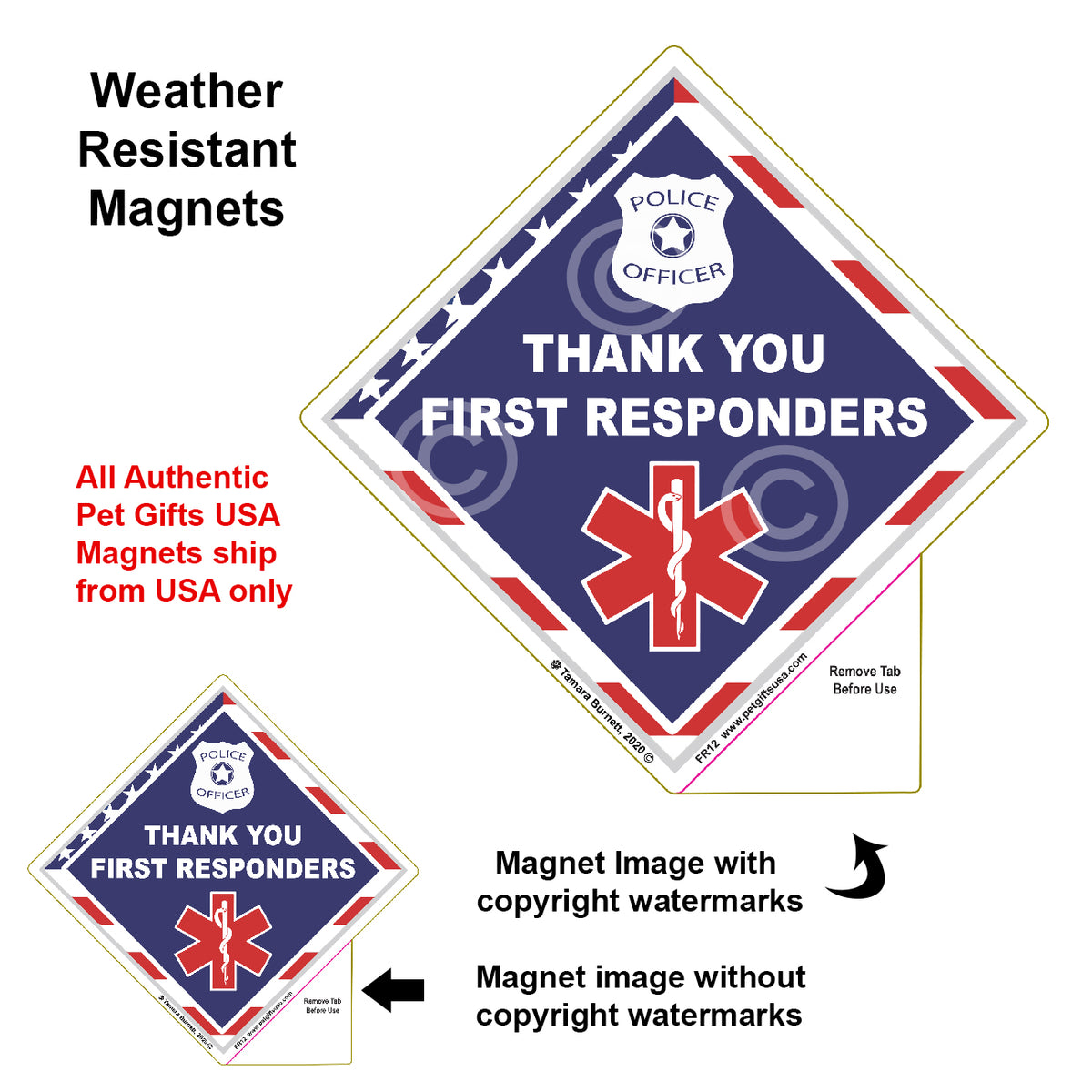 First Responders Paw Shaped Magnets