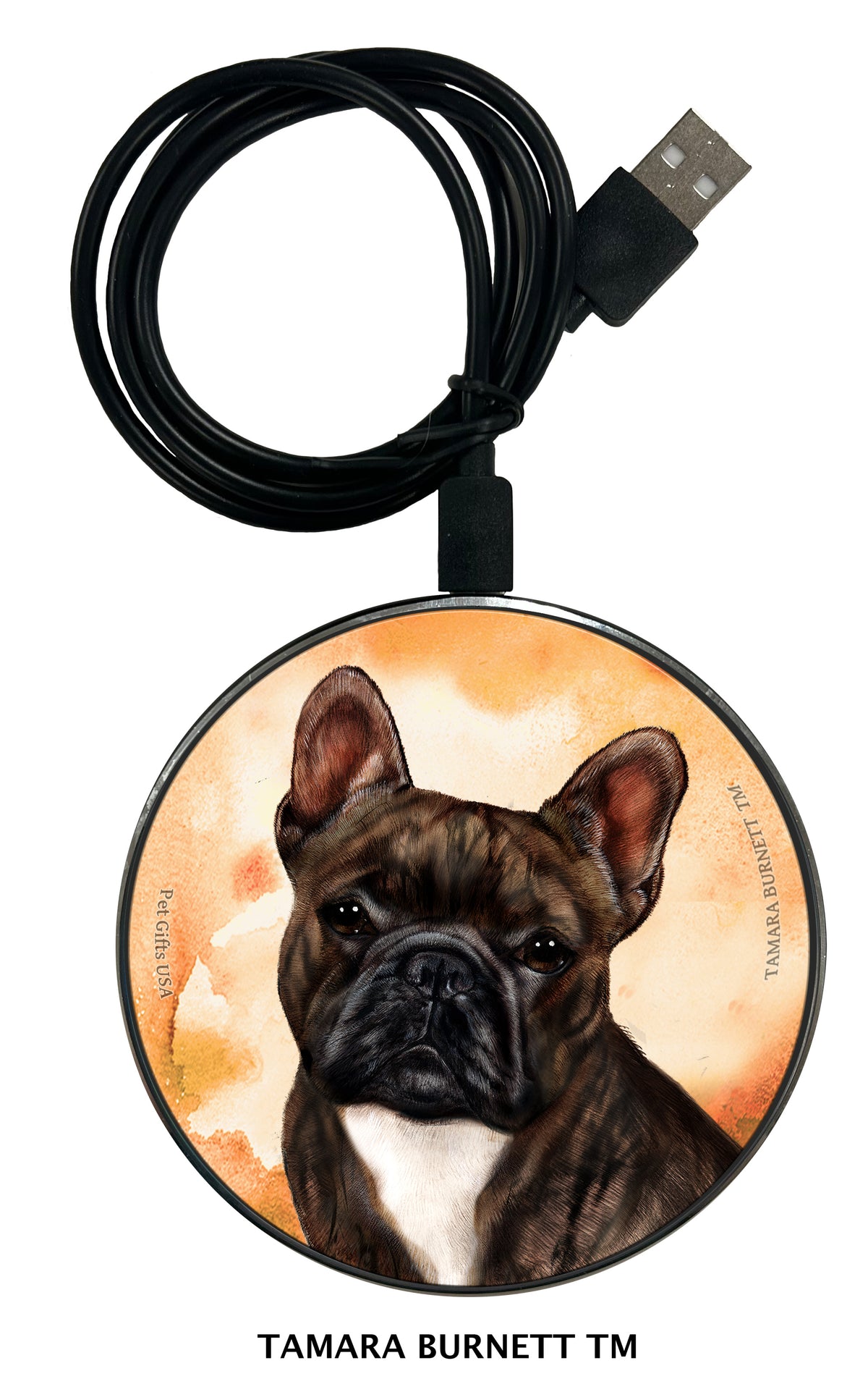 French Bulldog Brindle and White Zoomies Wireless Charger