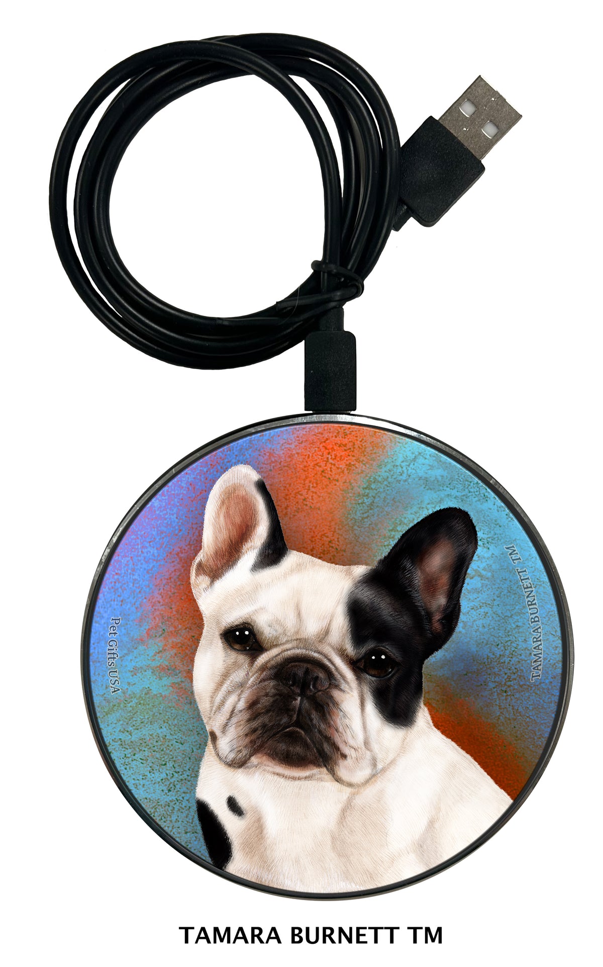 French Bulldog White and Black Zoomies Wireless Charger