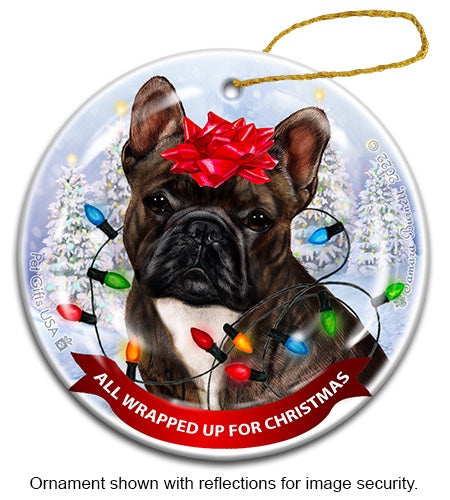 French Bulldog Brindle and White Ornament