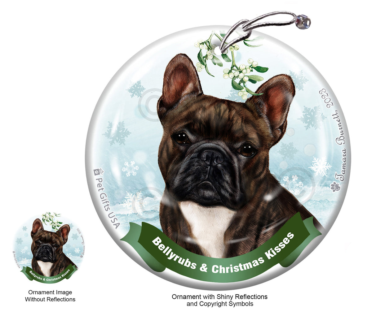 French Bulldog Brindle and White Ornament