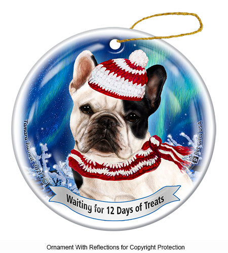 French Bulldog White/Black Ornament