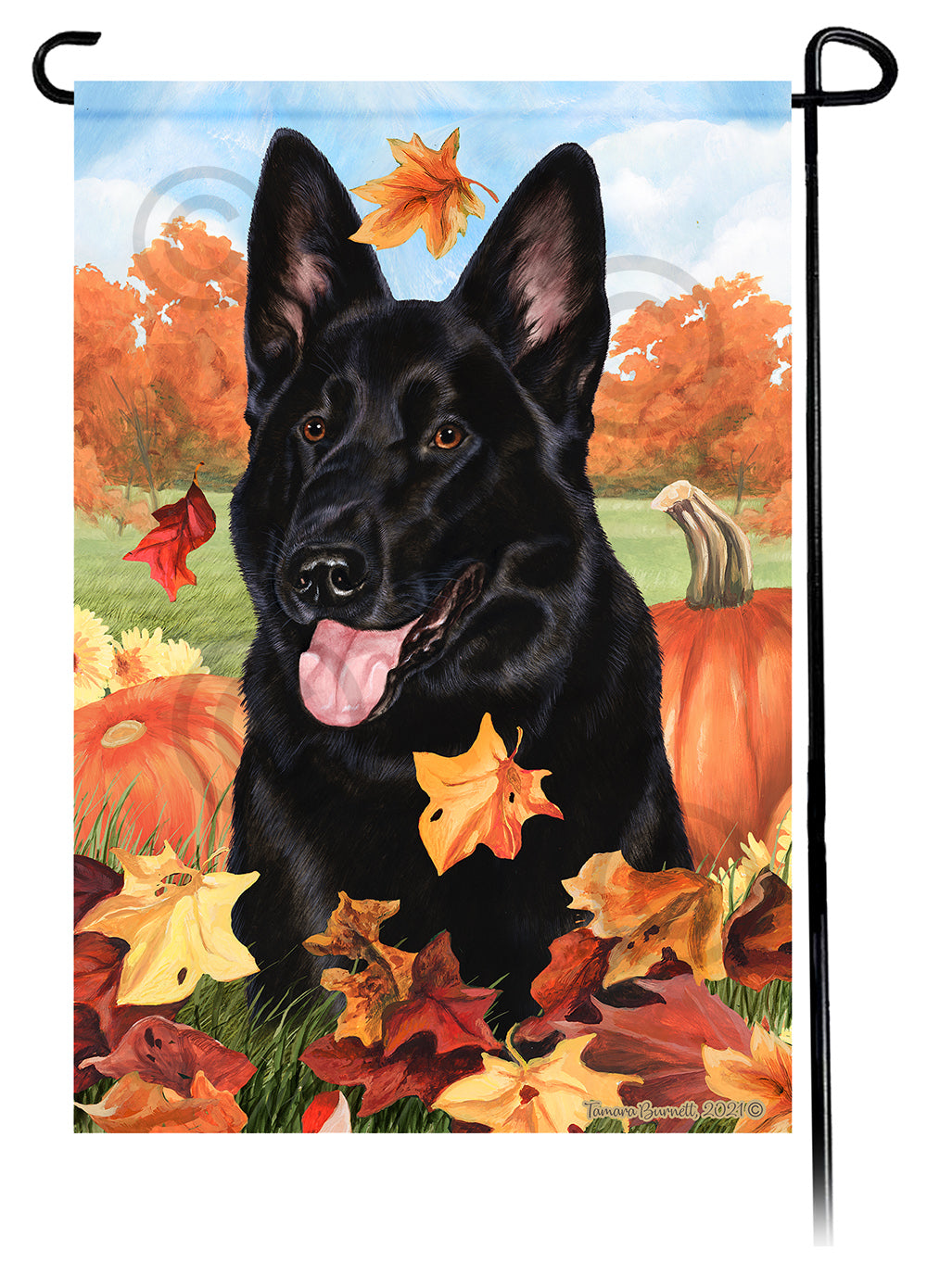 German Shepherd Falling Leaves - Garden Flag
