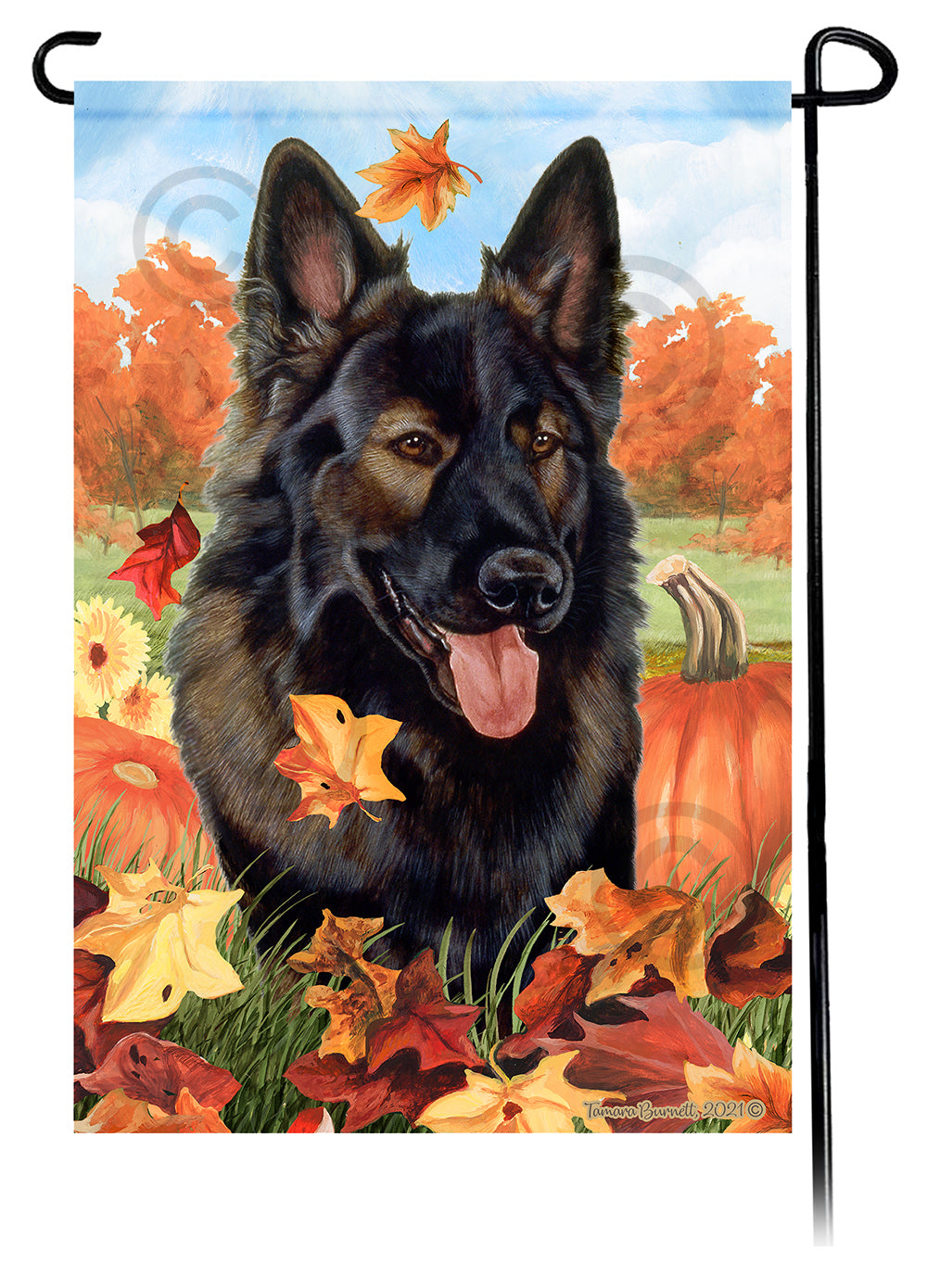 German Shepherd Falling Leaves - Garden Flag