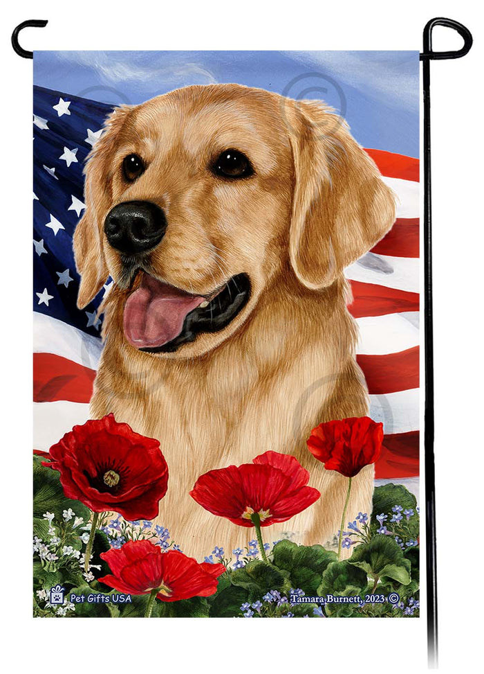 Golden Retriever Patriotic Flowers Garden Flags