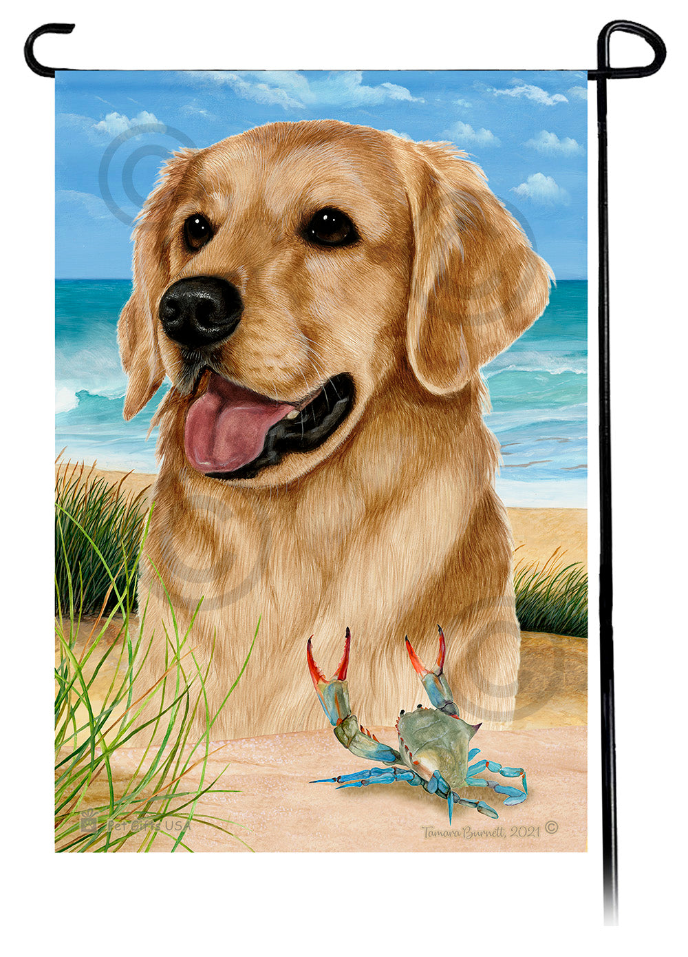 Golden Retriever Summer Flowers Garden Flag