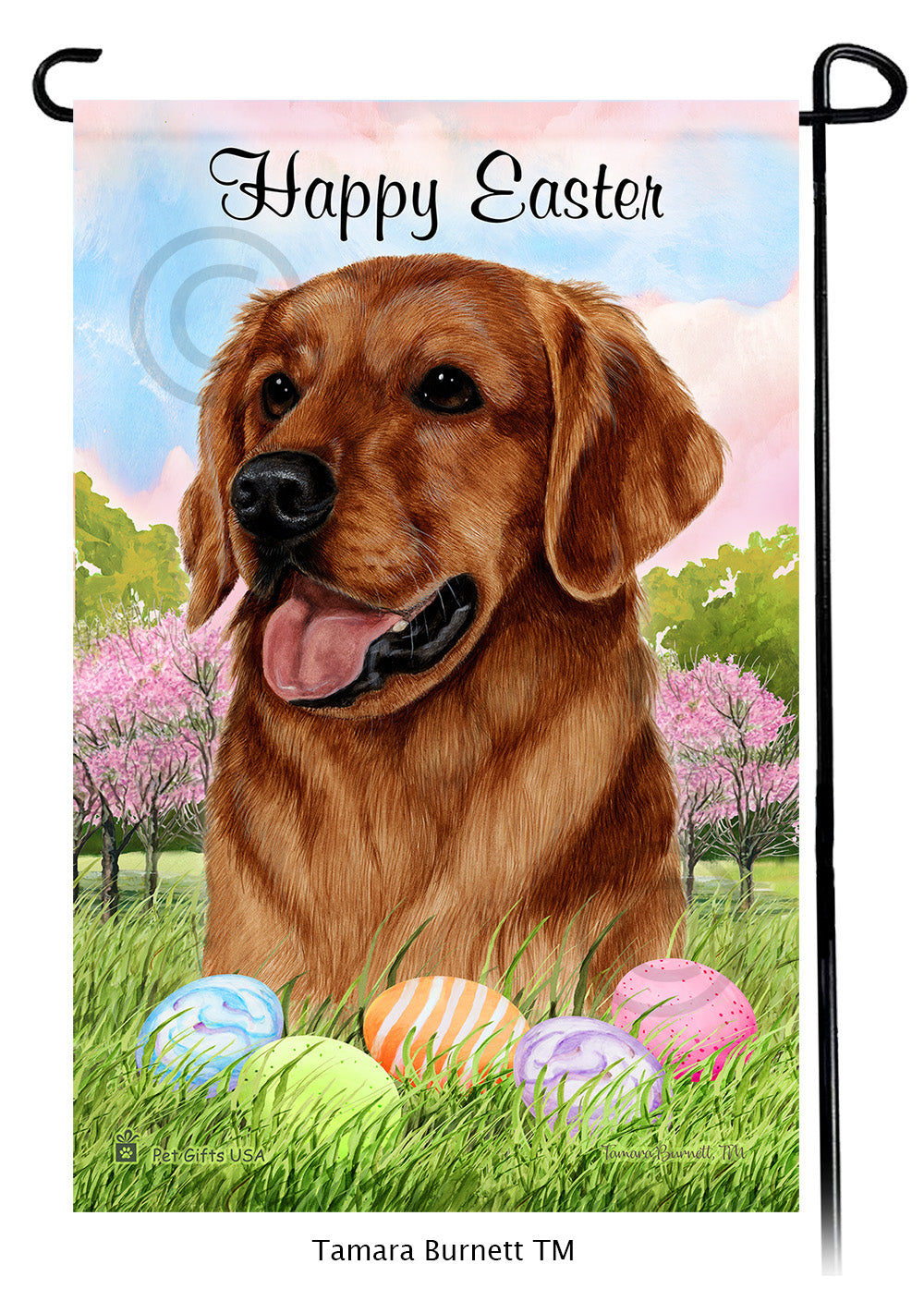 Golden Retriever Happy Easter - Garden Flag
