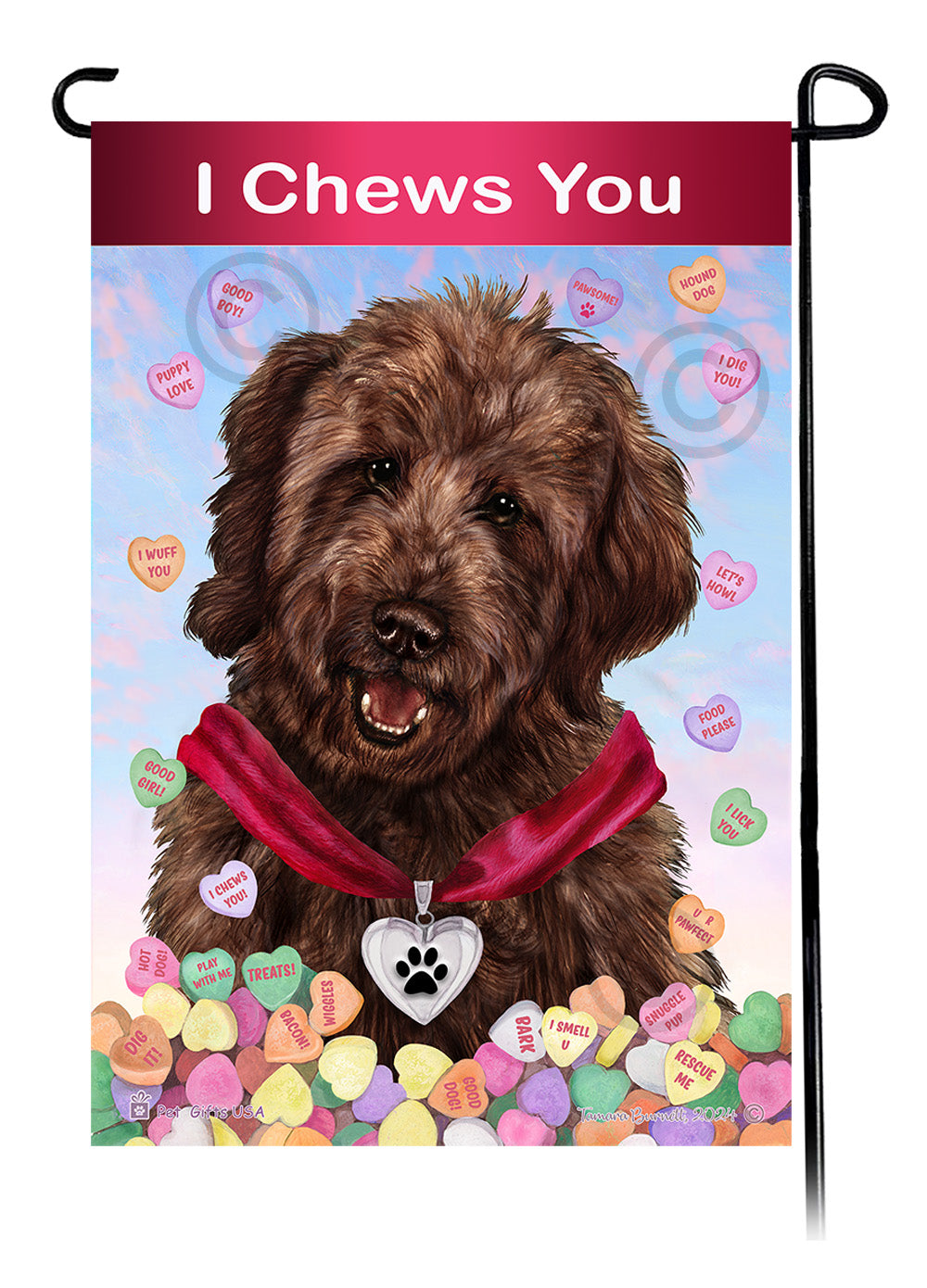 Goldendoodle Valentine Sweetheart - Garden Flag