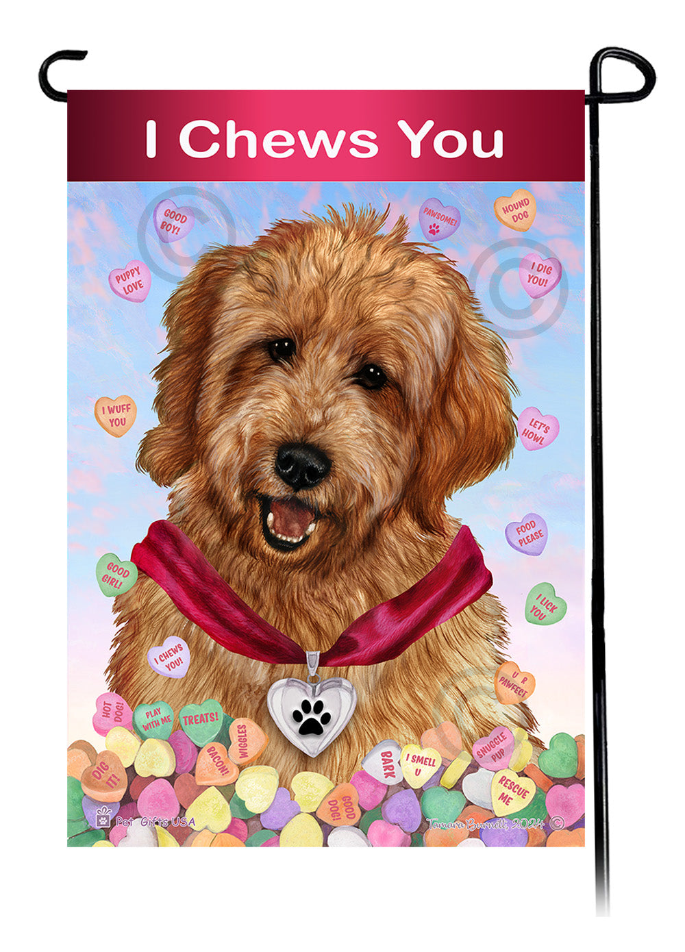 Goldendoodle Valentine Sweetheart - Garden Flag