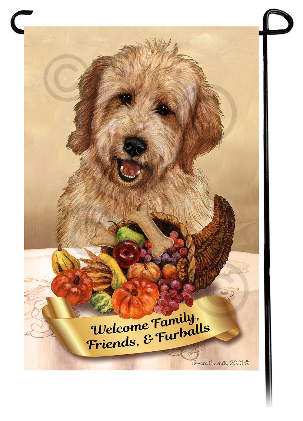 Goldendoodle Apricot Thanksgiving Garden Flag