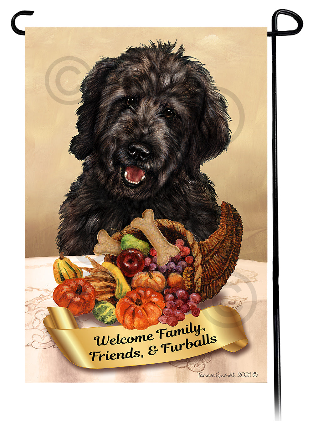 Goldendoodle Black Thanksgiving Garden Flag
