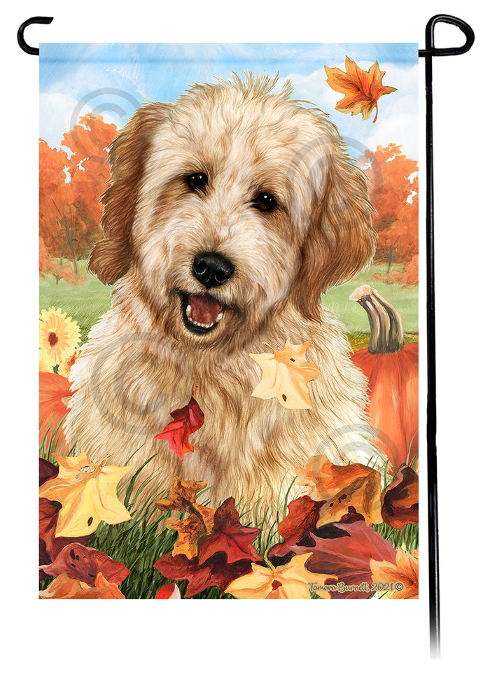 Goldendoodle Falling Leaves Garden Flags