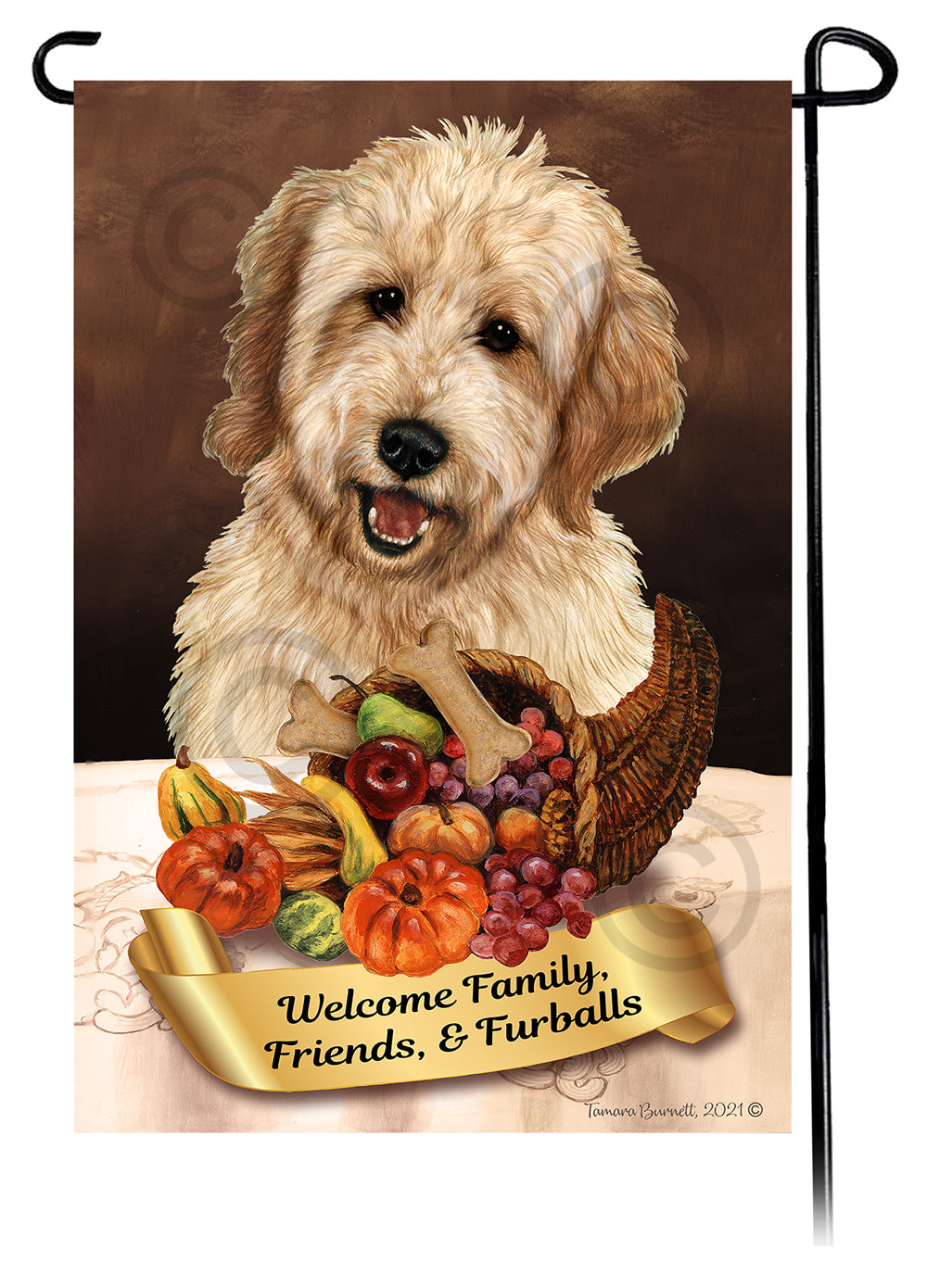 Goldendoodle Thanksgiving Garden Flags