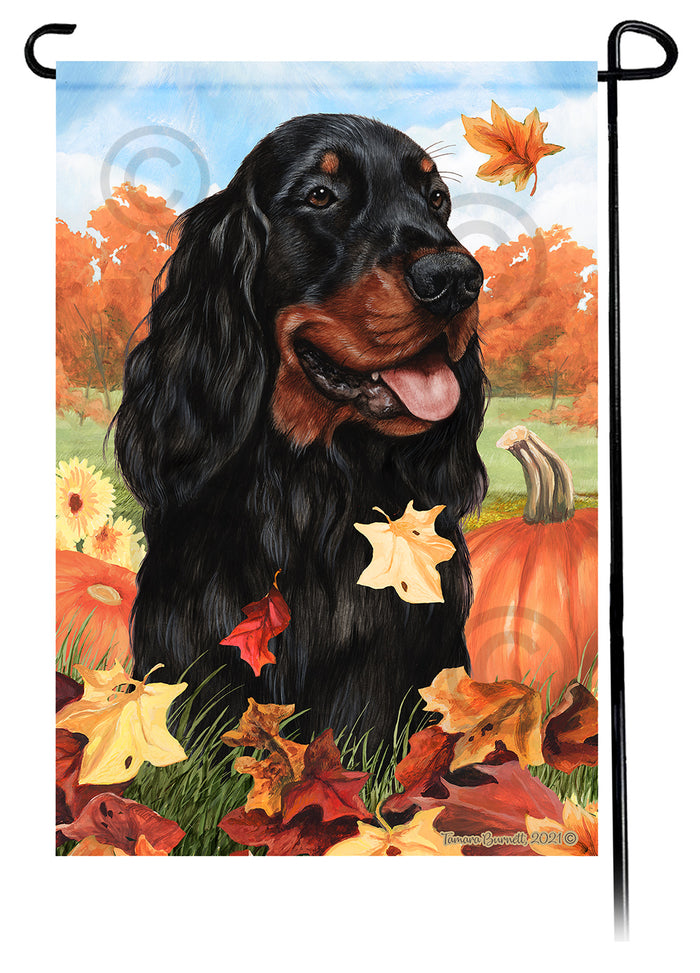 Gordon Setter Falling Leaves Garden Flags